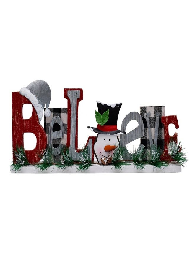 Linfevisi Christmas Wood Believe Sign Decor Believe Christmas Sign Decor Wooden Words Signs Rustic Free Standing Believe Block Sign Tabletop Wood Cutout Letter Sign for Home Decor Christmas Table Decorations - Image 1